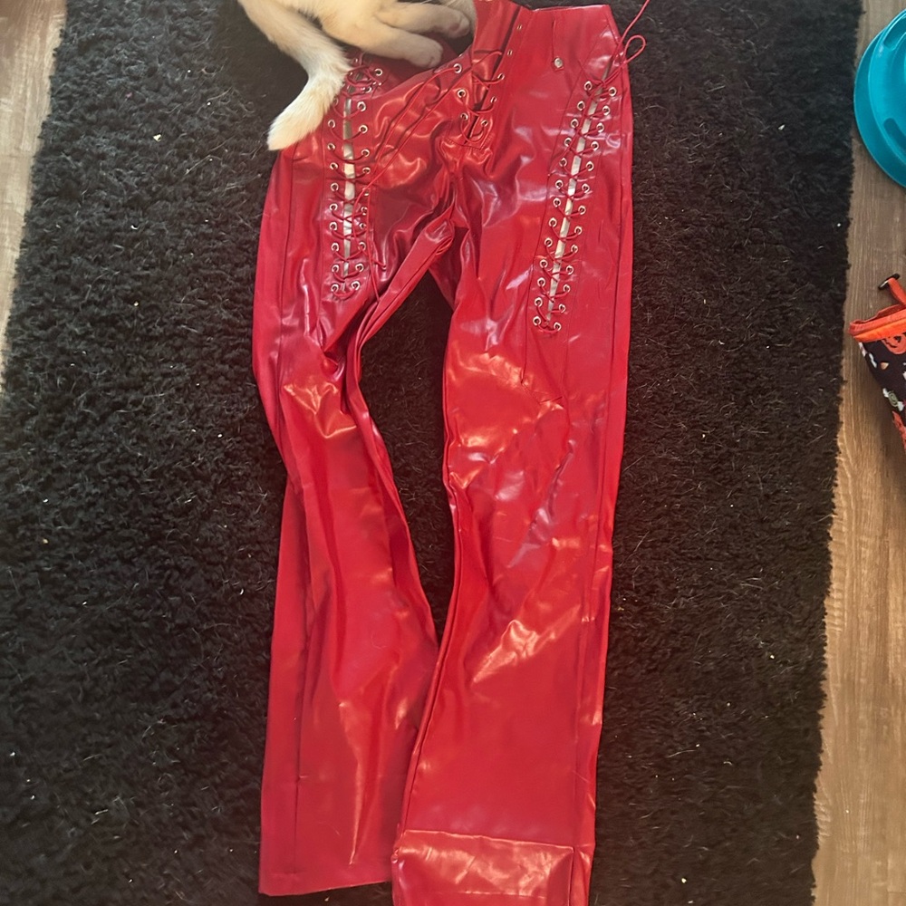 Red leather pants size small/medium